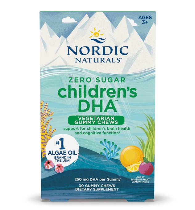 Nordic Naturals - Children's DHA Vegetarian Gummy Chews, 250mg Passion Fruit Lemon - 30 gummies