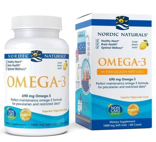 Nordic Naturals - Omega-3, 690mg Lemon (Fish Gelatin) - 60 softgels