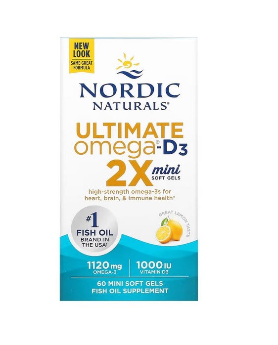 Nordic Naturals - Ultimate Omega 2X Mini with Vitamin D3, 1120mg Lemon - 60 mini softgels