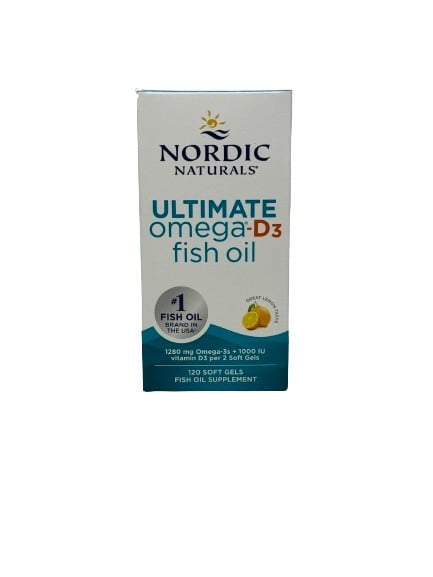Ultimate Omega-D3 Fiskeolie, 1280mg Citron (EAN 768990891274) - 120 kapsler