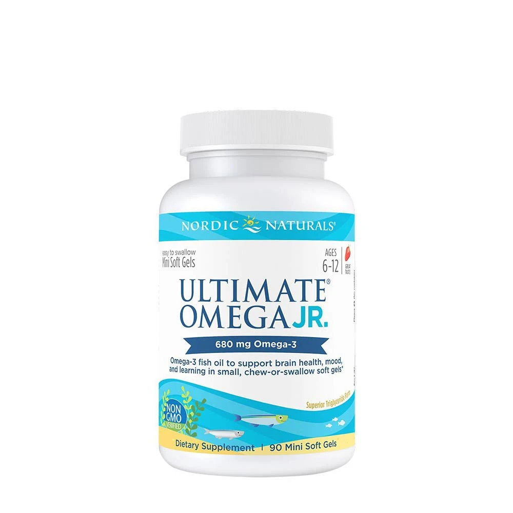 Nordic Naturals - Ultimate Omega Fish Oil Junior, 680mg Strawberry - 90 mini softgels billede