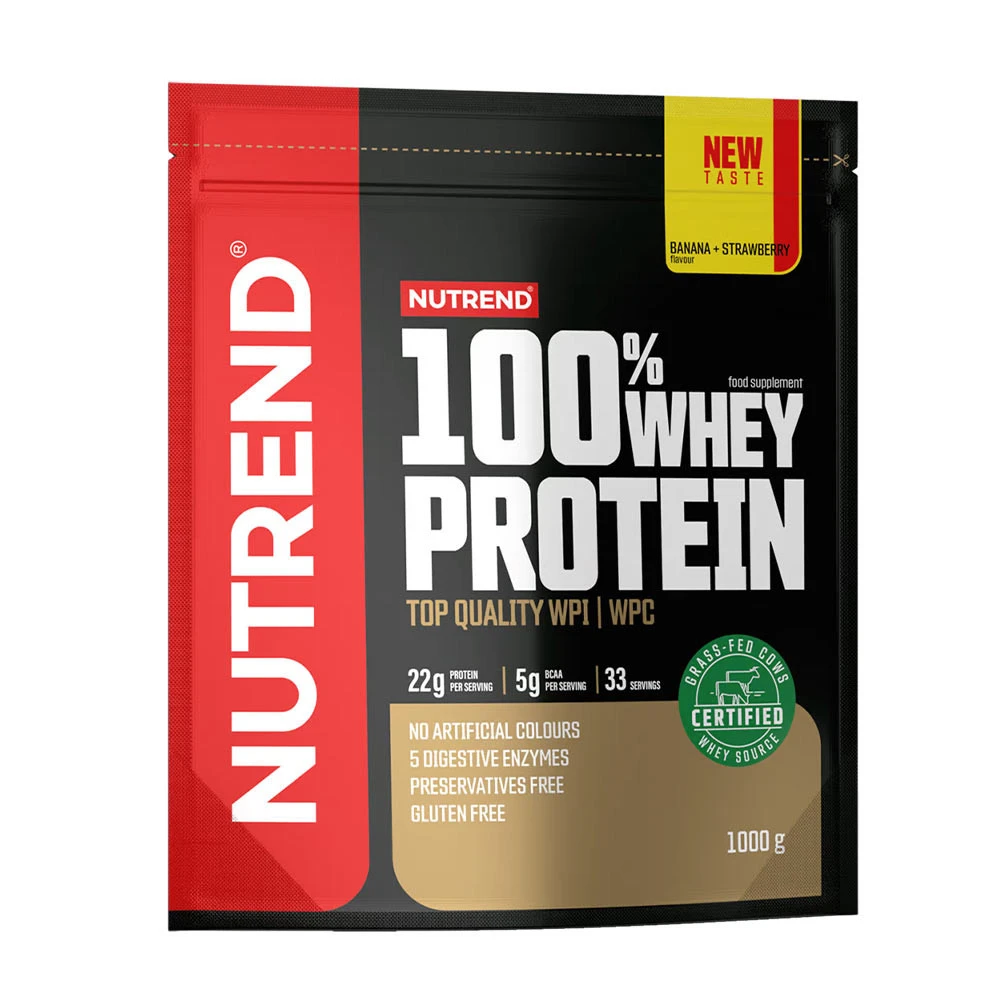 Nutrend - 100% Whey Protein, Banana + Strawberry - 1000g