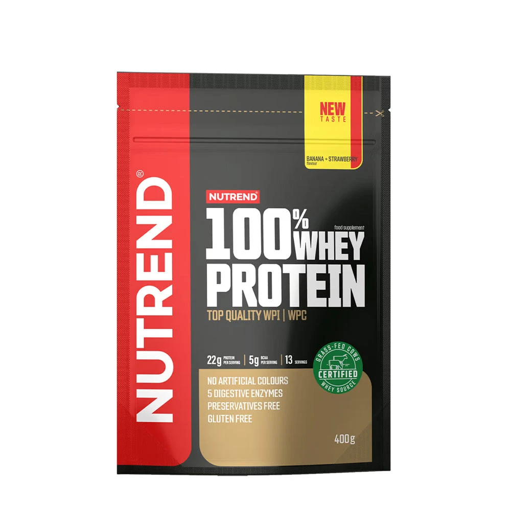 Nutrend - 100% Whey Protein, Banana + Strawberry - 400g billede