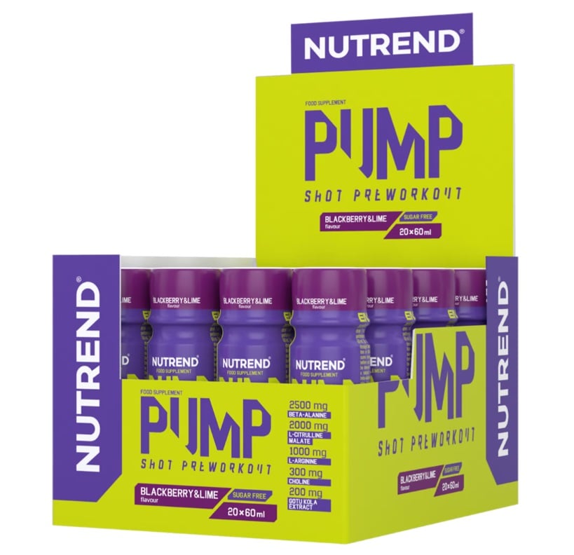 Nutrend - Pump Pre-Workout Shot, Blackberry & Lime - 20 x 60 ml.