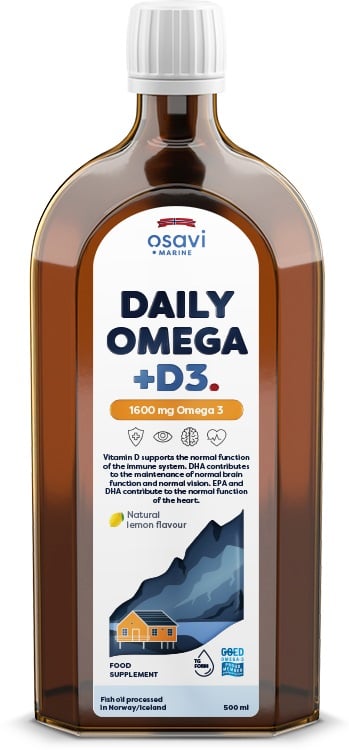 Osavi - Daily Omega + D3, 1600mg Omega 3 (Natural Lemon) - 500 ml.