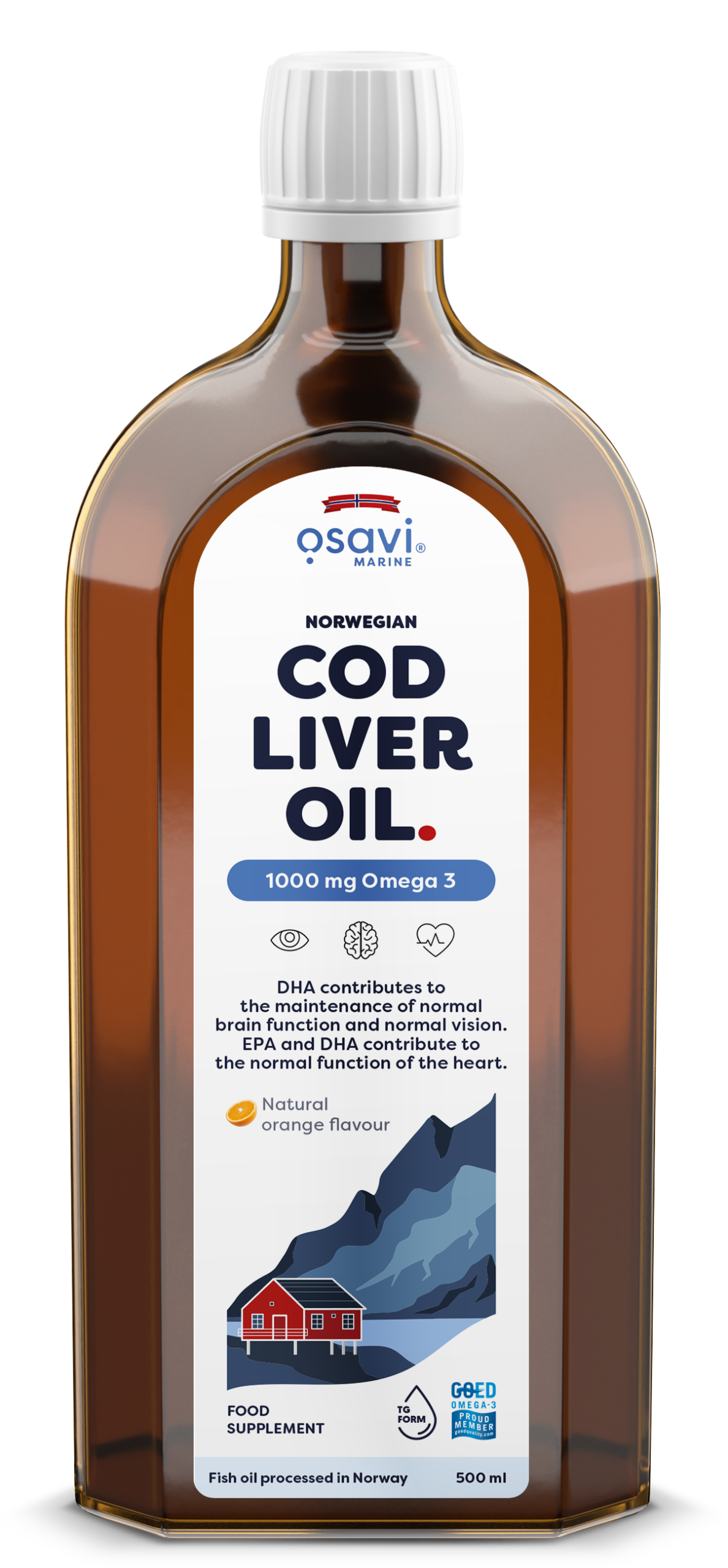 Osavi - Norwegian Cod Liver Oil, 1000mg Omega 3 (Orange) - 500 ml.