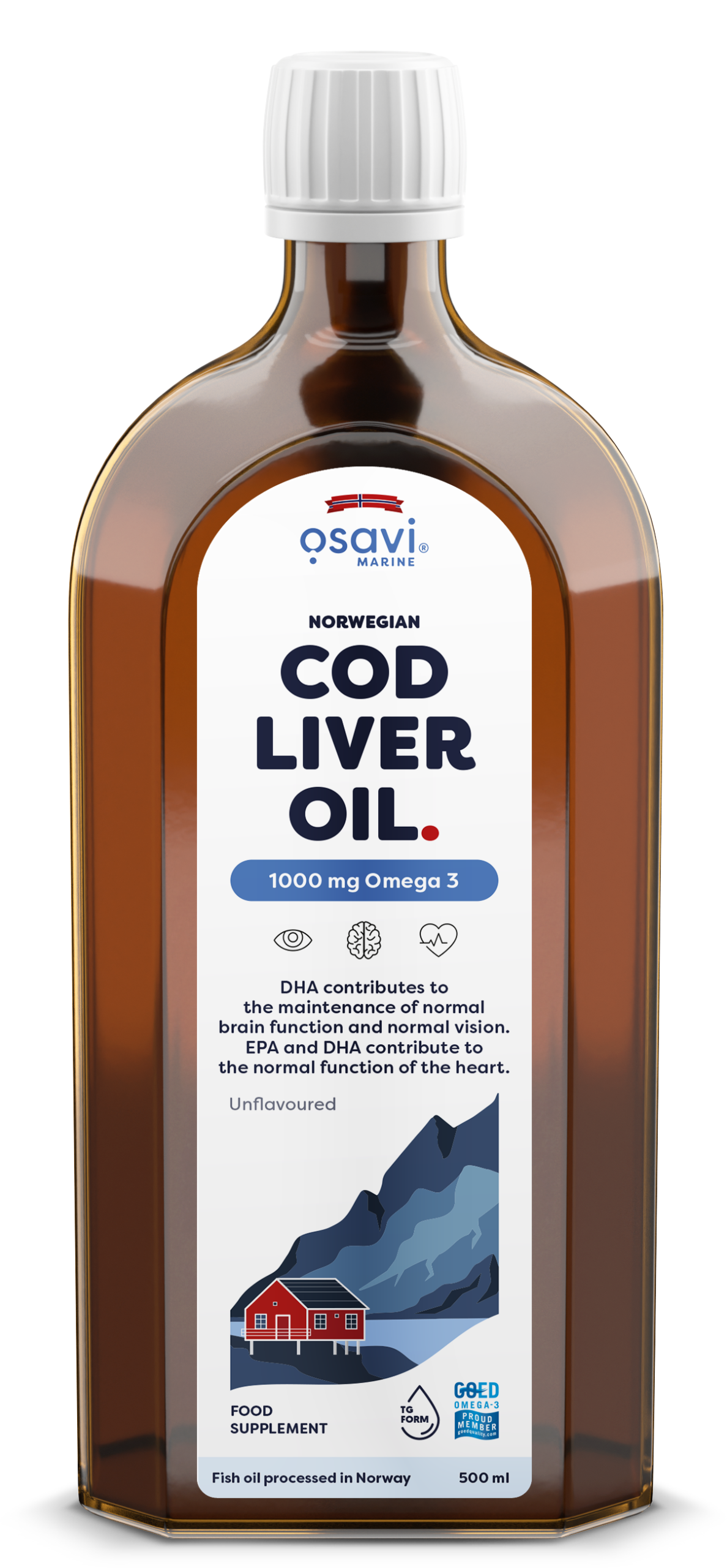Osavi - Norwegian Cod Liver Oil, 1000mg Omega 3 (Unflavoured) - 500 ml.