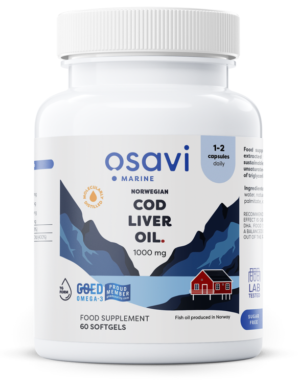 Osavi - Norwegian Cod Liver Oil Softgels, 1000mg (Lemon) - 60 softgels