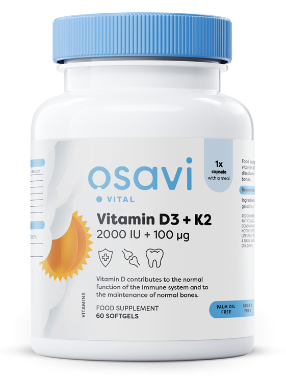 Osavi - Vitamin D3 + K2, 2000IU + 100mcg - 60 softgels