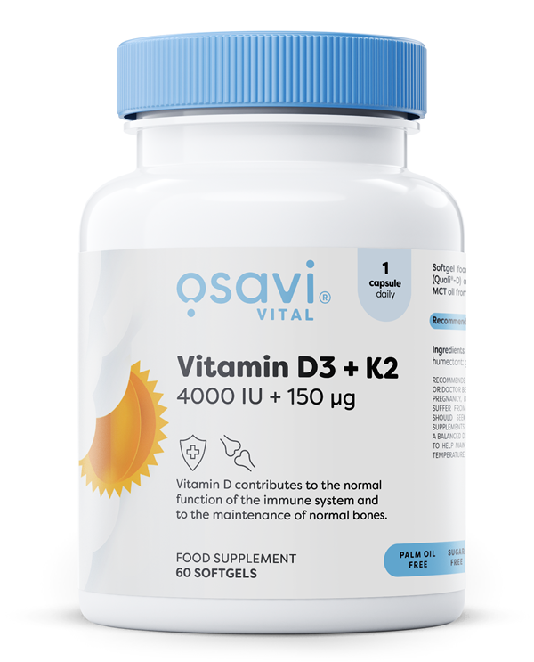 Osavi - Vitamin D3 + K2, 4000IU + 150mcg - 60 softgels