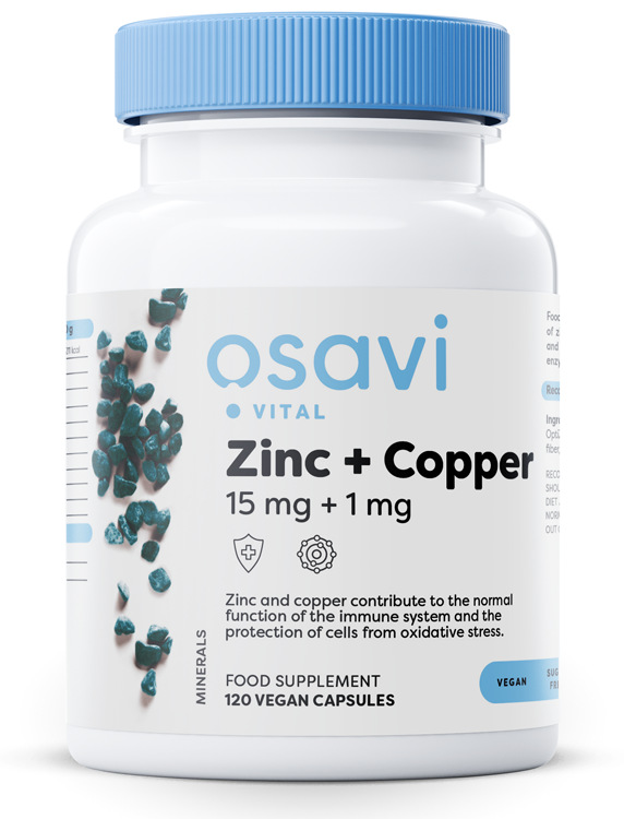 Osavi - Zinc + Copper, 15mg + 1mg - 120 vegan caps billede