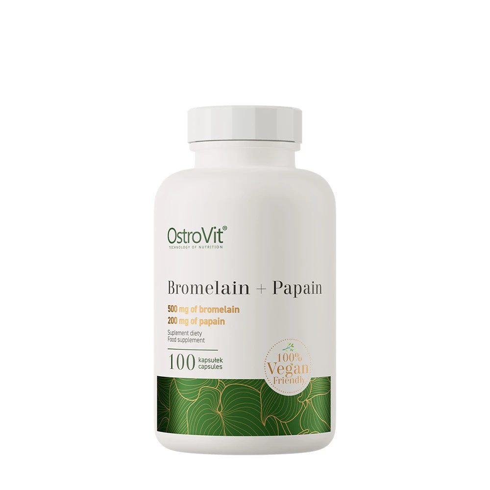 Ostrovit - Bromelain + Papain 100% Vege, 100 kapsler