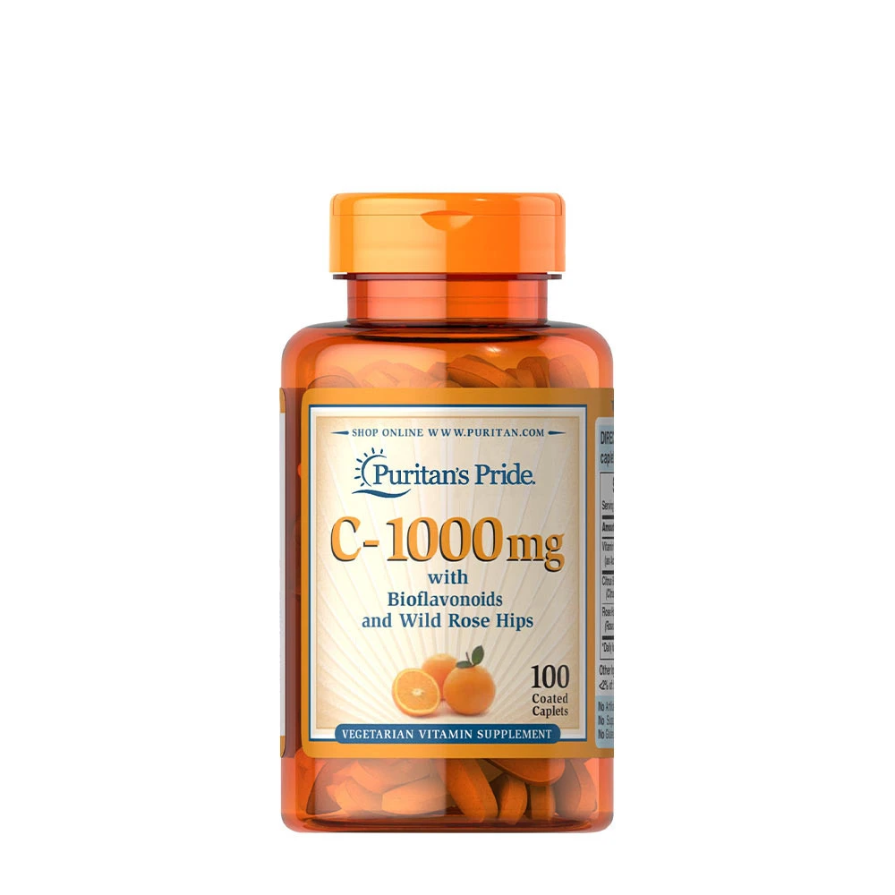 Puritan's Pride - C-1000 with Bioflavonoids & Wild Rose Hips, 1000mg - 100 caplets billede