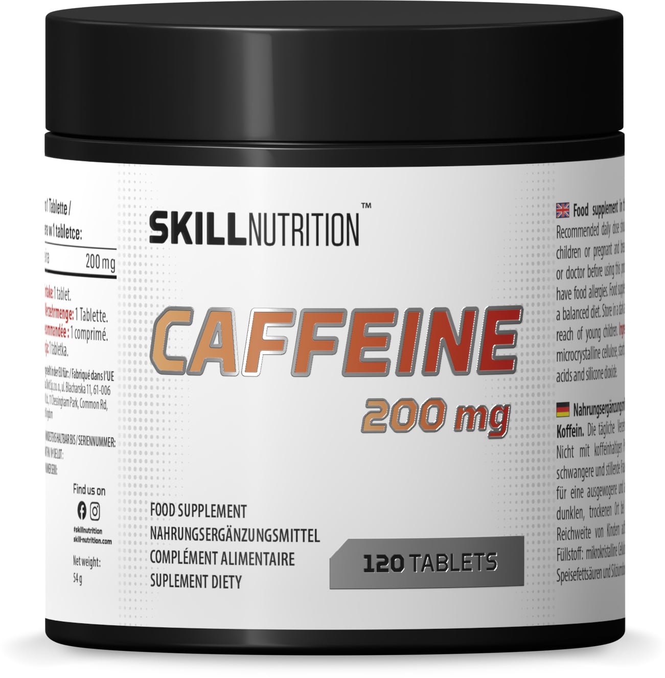 Skill Nutrition - Koffein, 200 mg - 120 tabletter