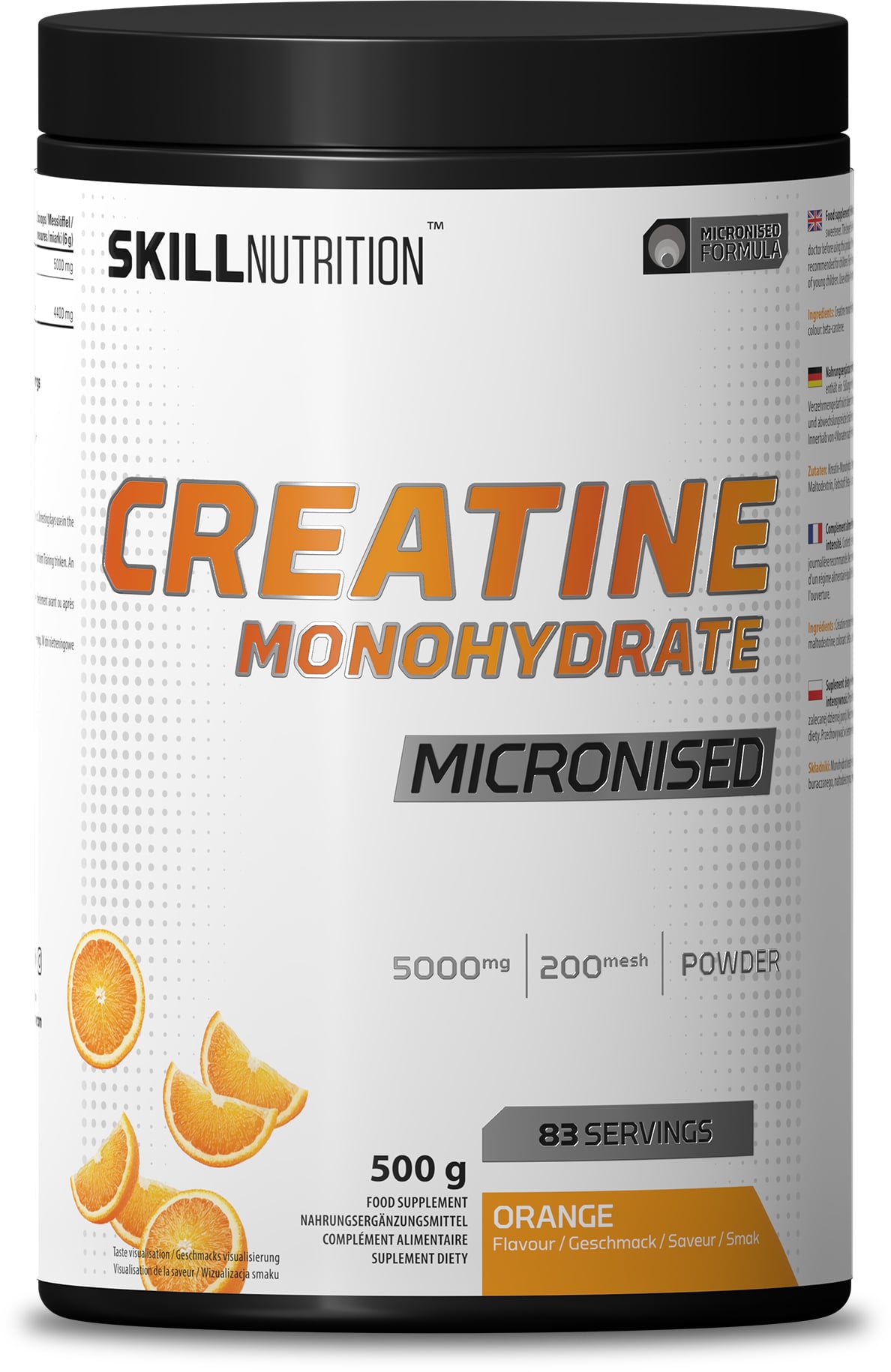 Skill Nutrition - Micronised Creatine Monohydrate Flavoured, Orange - 500g billede