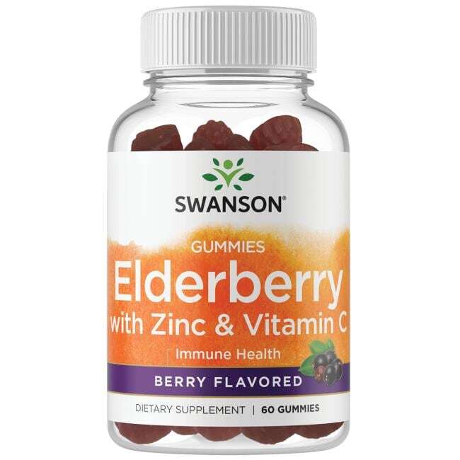 Swanson - Elderberry Gummies with Zinc & Vitamin C, Lemon Raspberry - 60 gummies