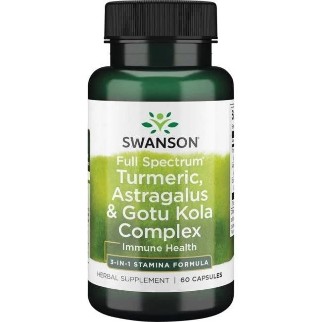 Swanson - Full Spectrum Gurkemeje, Astragalus & Gotu Kola Kompleks 60 kapsler