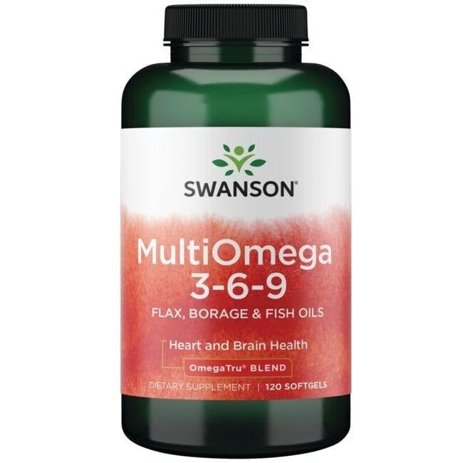 Swanson - MultiOmega 3-6-9 med Hørfrø, Hjulkrone og Fiskeolier - 120 softgels