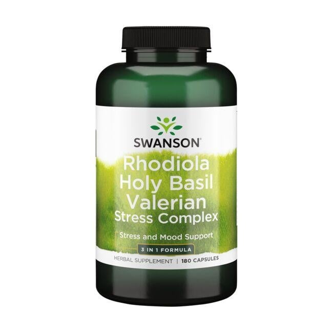 Rhodiola, Hellig Basilikum, Valerian Stresskompleks - 180 kapsler