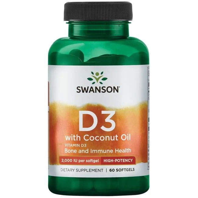 Swanson - Vitamin D-3 with Coconut Oil, 2000 IU - 60 softgels