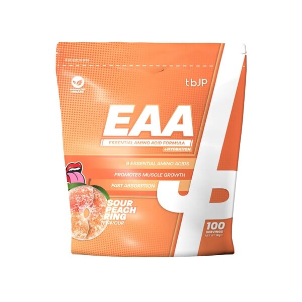 Trained by JP - EAA + Hydration, Sour Peach Rings - 1000g